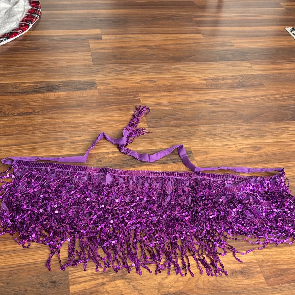 Purple Fringe Belly Dance Hip Scarf